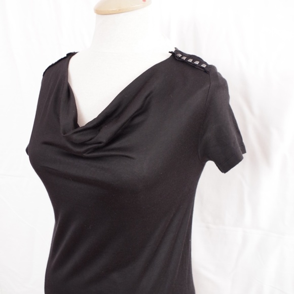 Banana Republic Cowl Neck Rayon Shoulder Embellished Tee- Sz. XS - Picture 3 of 5